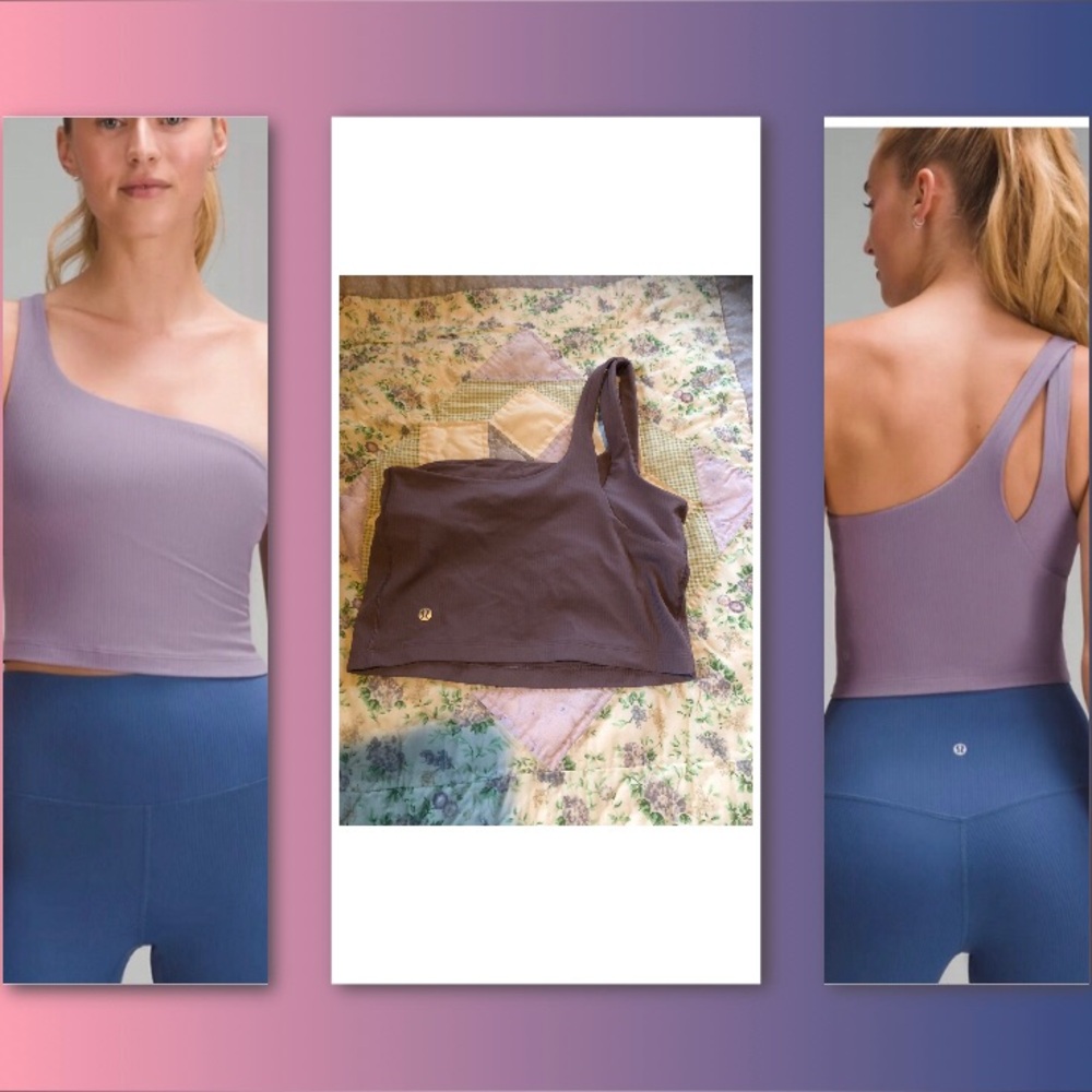 Lululemon Ribbed Nulu Asymmetrical Tank Top in Purple Ash Crop 6 Small
